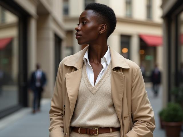 A stylish person expertly layering different clothing items, creating a chic and complex outfit.