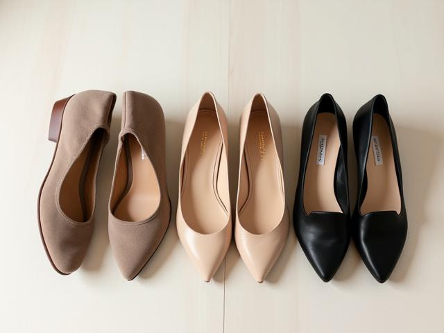 A curated collection of essential women's shoes, including heels, flats, and boots, arranged aesthetically.